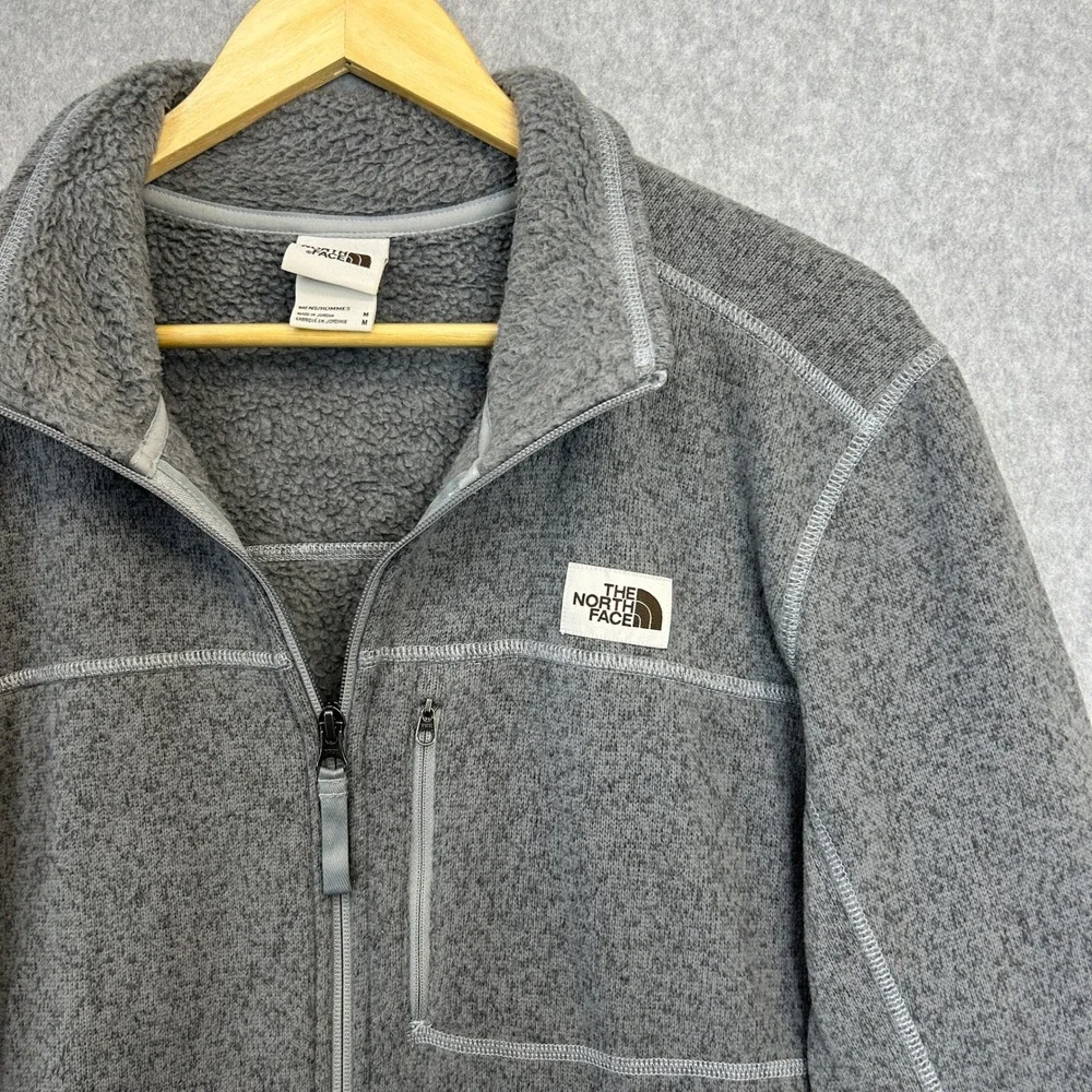 The North Face Gordon Lyons Full Zip Fleece Jacket Gray Heather Gorp Mens Medium